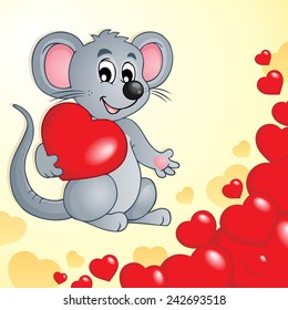 Valentine theme with mouse and hearts - eps10 vector illustration.