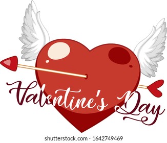 Valentine theme with red heart and arrow illustration