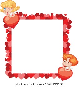 Valentine theme with red hearts and angels illustration