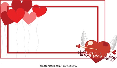 Valentine theme with red hearts illustration