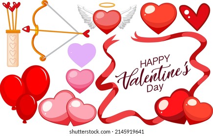 Valentine theme with red hearts illustration