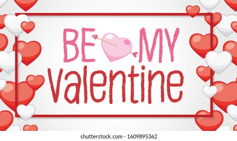 Tema de San Valentín con corazones rojos y blancos alrededor de la ilustración del cuadro