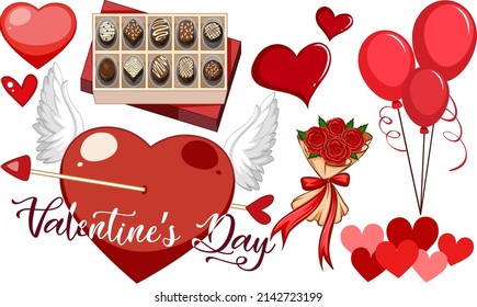 Valentine theme with rose and chocolate illustration