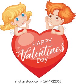Valentine theme with two cupids and heart illustration