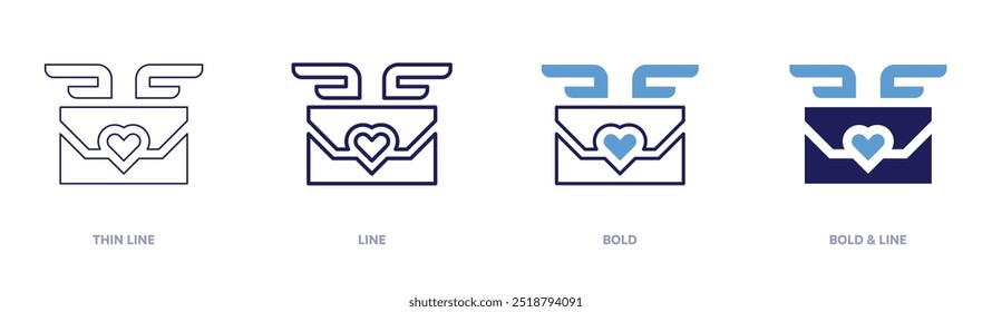 Valentine themedgift icon in 4 different styles. Thin Line, Line, Bold, and Bold Line. Duotone style. Editable stroke.