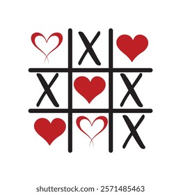 Valentine Tic Tac Toe Typography T-Shirt Design Vector, Valentine gift, Valetines Day Typography Shirt, Valentine’s Day Digital Design, Happy valentines day
