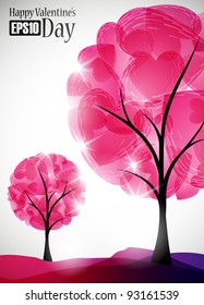 valentine tree, abstract background, eps10