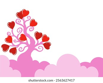 Valentine Tree Frame Background Illustration