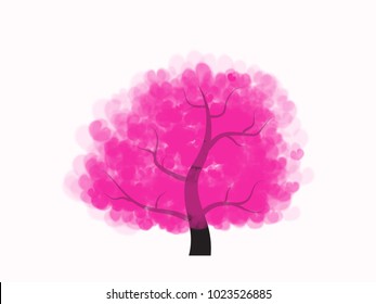Valentine tree with heart shaped leaves, Beautiful love plant background theme Happy Valentine's Day Greeting Card, Vector illustration.