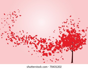 Valentine tree with hearts. Vector illustration