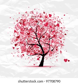 Valentine tree with hearts for your design