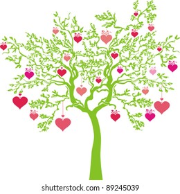 valentine tree isolated on White background. Vector illustration