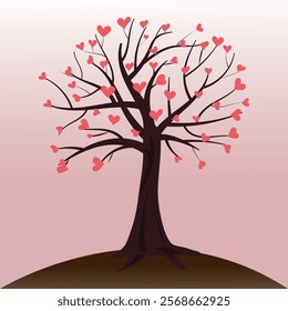 Valentine tree with Love or Heart shape leaves vector illustration for Valentine and other lovely festival and occasions.