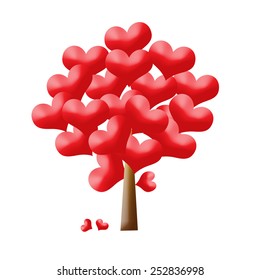 Valentine Tree with love heart .Tree of love. Heart tree. Vector illustration .