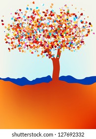 Valentine tree, love, leaf from hearts. EPS 8 vector file included