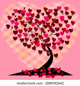 Árbol de San Valentín, amor, hoja de corazones