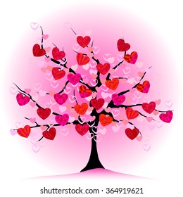 Valentine tree, love, leaf from hearts