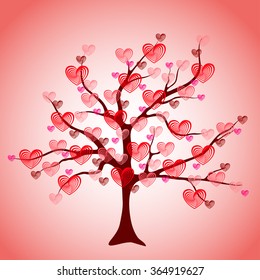Valentine tree, love, leaf from hearts