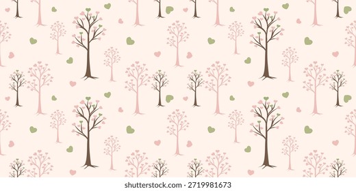 Valentine Tree Seamless Pattern on Soft Pink Background
Soft pastel valentine tree seamless pattern with heart details. Perfect for romantic designs, kids products, fabric, stationery, and wedding or valentine projects.