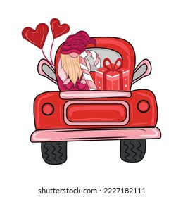 valentine truck with gnome sublimation for t-shirt and others