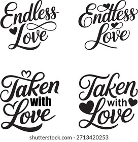 Valentine T-Shirt Design Bundle - Aspas românticas, Tipografia do amor, Casal Gráficos e Coração Pacote de Ilustração
