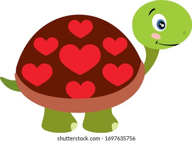 Valentine turtle with hearts on shell

