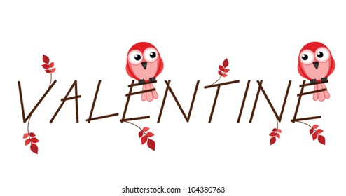 Valentine twig text isolated on white background
