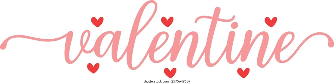 Valentine typography text on plain white transparent isolated background for card, shirt, hoodie, sweatshirt, apparel, tag, mug, icon, poster or badge