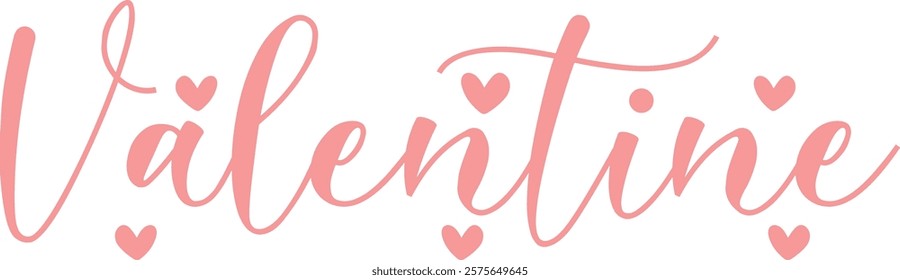 Valentine typography text on plain white transparent isolated background for card, shirt, hoodie, sweatshirt, apparel, tag, mug, icon, poster or badge