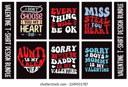 Valentine Typography T-shirt Design Bundle.