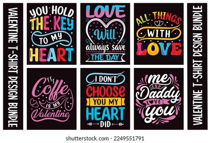 Valentine Typography T-shirt Design Bundle.