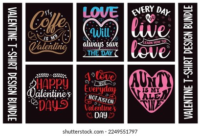 Valentine Typography T-shirt Design Bundle.