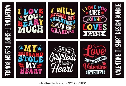 Valentine Typography T-shirt Design Bundle.