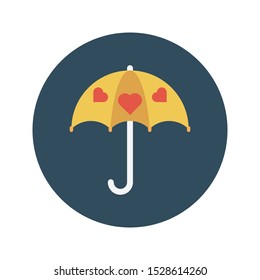 valentine umbrella glyph flat vector icon