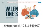 Valentine: Unexpected Match -modern flat vector concept illustration of a couple with duplicate puzzle pieces, a twist in their completion. Metaphor for life