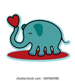 Valentine valentine's day cute elephant holding red heart