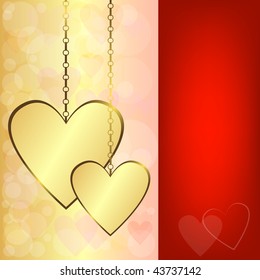 Valentine vector background with gold hearts (EPS 10)