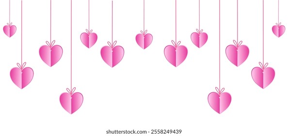 valentine vector background with hanging hearts