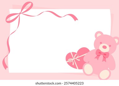 valentine vector background with a pink teddy bear