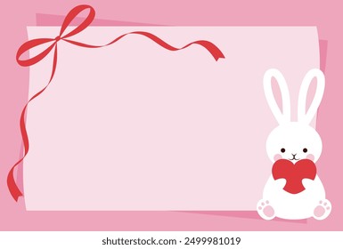 valentine vector background with a rabbit with a red heart for banners, cards, flyers, social media wallpapers, etc.