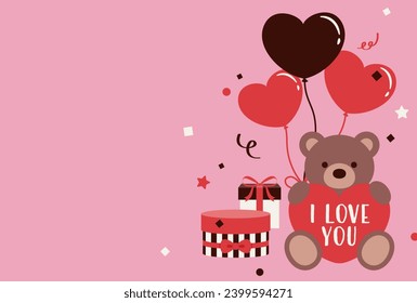 fondo vectorial valentino con un oso de peluche para carteles, tarjetas, volantes, fondos de pantalla de medios sociales, etc.