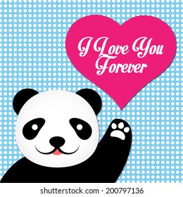 Valentine Vector Card With Cute Panda