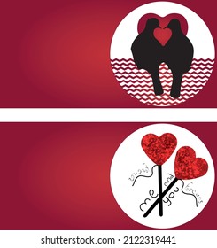 Valentine  vector cards, Love Birds, Print, Greeting