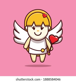 valentine vector character design of cupid girl holding love stick