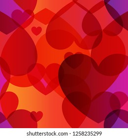Valentine vector colorful seamless pattern. Color transitions and simple shape, trend 2019