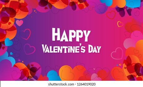 Valentine vector colorful web header. Lettering and simple heart shape. Color transitions trend 2019, white background