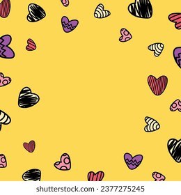 Valentine vector frame in 90s style, doodle, 14 February