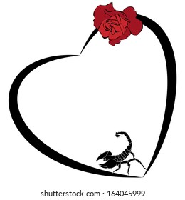 valentine vector frame with rose and scorpion