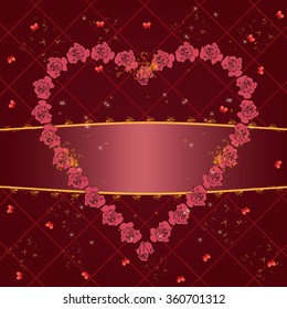 valentine vector frame with roses and butterflies