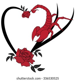 valentine vector frame with roses and scorpion